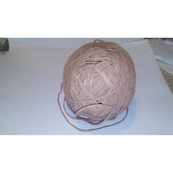 Teachers Tool Tan Leather 2 mm Flat Cord 100 foot Ball TE1624352